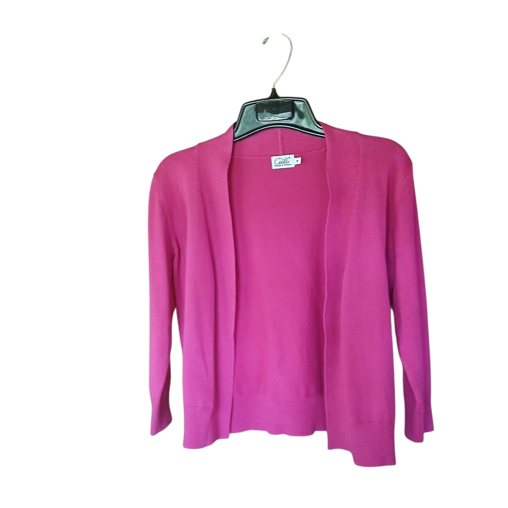 Cielo Pink Open Front 3/4 Sleeve Viscose Nylon Cardigan Size Small